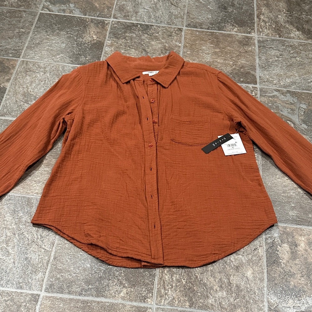O'Neill Women's Terracotta Button-Down Shirt